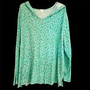 Sun Bay Womens Pullover With Hood & Front Pocket Teal Size 2X Excellent